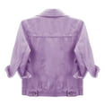 thumbnail image 3 of Fshiont Cropped Denim Jacket for Women 3/4 Sleeve Casual Vintage Jean Jackets Trucker Coats Purple S, 3 of 5