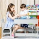 Gymax 3 in 1 Kids Wood Table Chairs Set w/ Storage Box Blackboard Drawing Grey - image 4 of 9