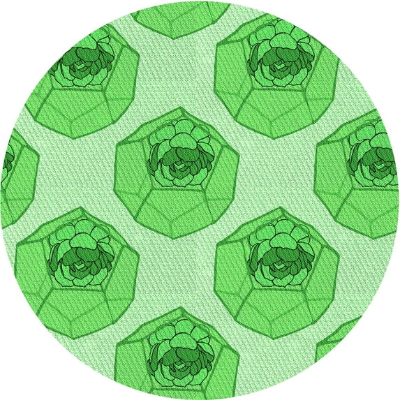 Ahgly Company Indoor Round Patterned Stoplight Go Green Area Rugs, 5' Round