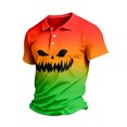 thumbnail image 3 of KLHDSF Men's Halloween Gradient Polo Shirt Short Sleeve Henley Neck Stretchy Breathable Casual Party Top Red S, 3 of 5