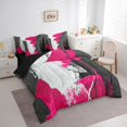 thumbnail image 3 of Feelyou Pink Oil Printing Twin Bedding Sets 7-Piece, Modern Fashion Artwork Bedding Comforter Set, Teen Kid Adult Reversible Sheet Sets, Ultra Soft Home Decor, 3 of 7