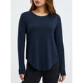 thumbnail image 3 of Women Workout Tops Solid Color Long Sleeve Yoga Athletic Shirt for Sports Gym Running Activewear, 3 of 9