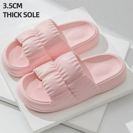 

CoCopeaunt Summer Pleated Design Bathroom Slippers Home Beach Women Slides Flat Leisure Sandals Women for Home 2022 New Woman Shoes