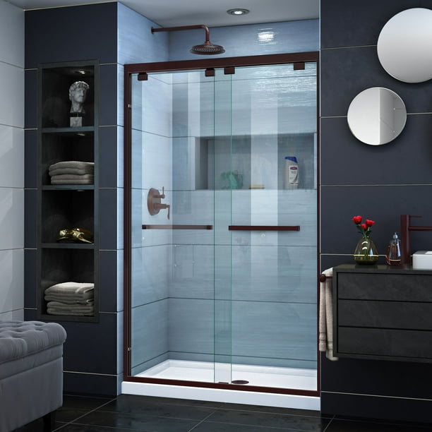 DreamLine Encore 4448 in. W x 76 in. H SemiFrameless Bypass Shower
