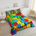 thumbnail image 3 of Erosebridal Colorful Comforter Set King, Building Blocks Bedding, 3D Rainbow Construction Brick Bedding Comforter Sets Funny Patchwork Geometric Rectangle Duvet Insert, 3 of 5