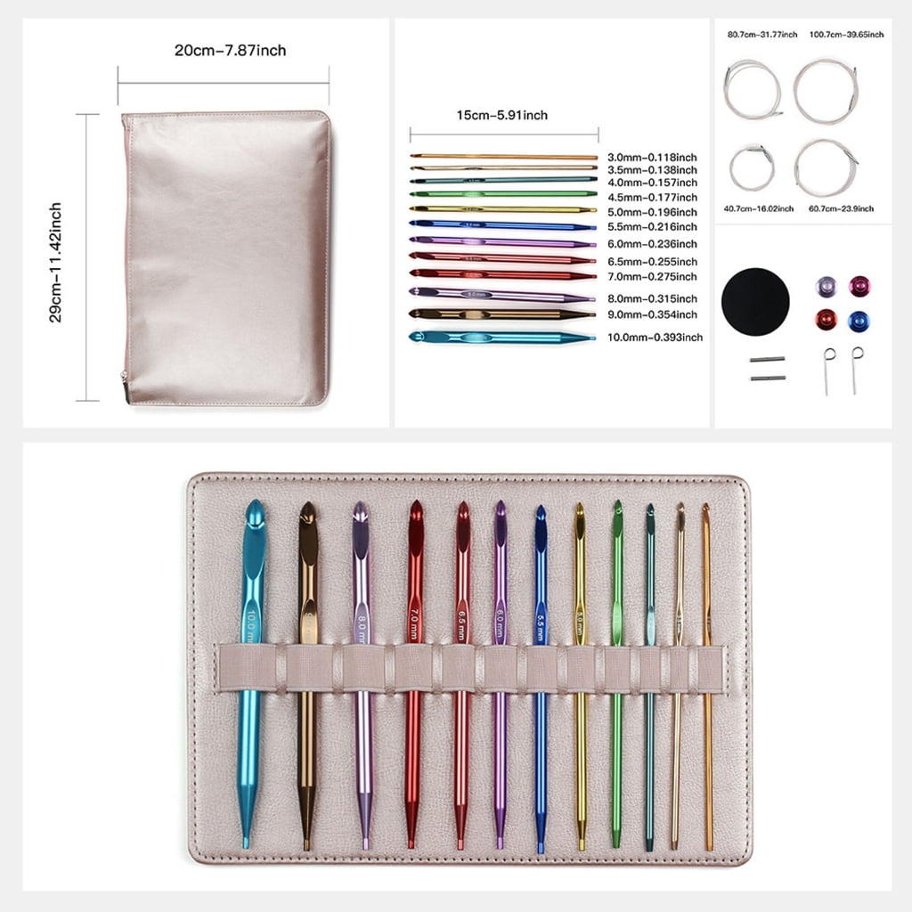 12Pieces Crochet Hook Set Ergonomic Handle Portable Storage Case For Knitting Craft Projects