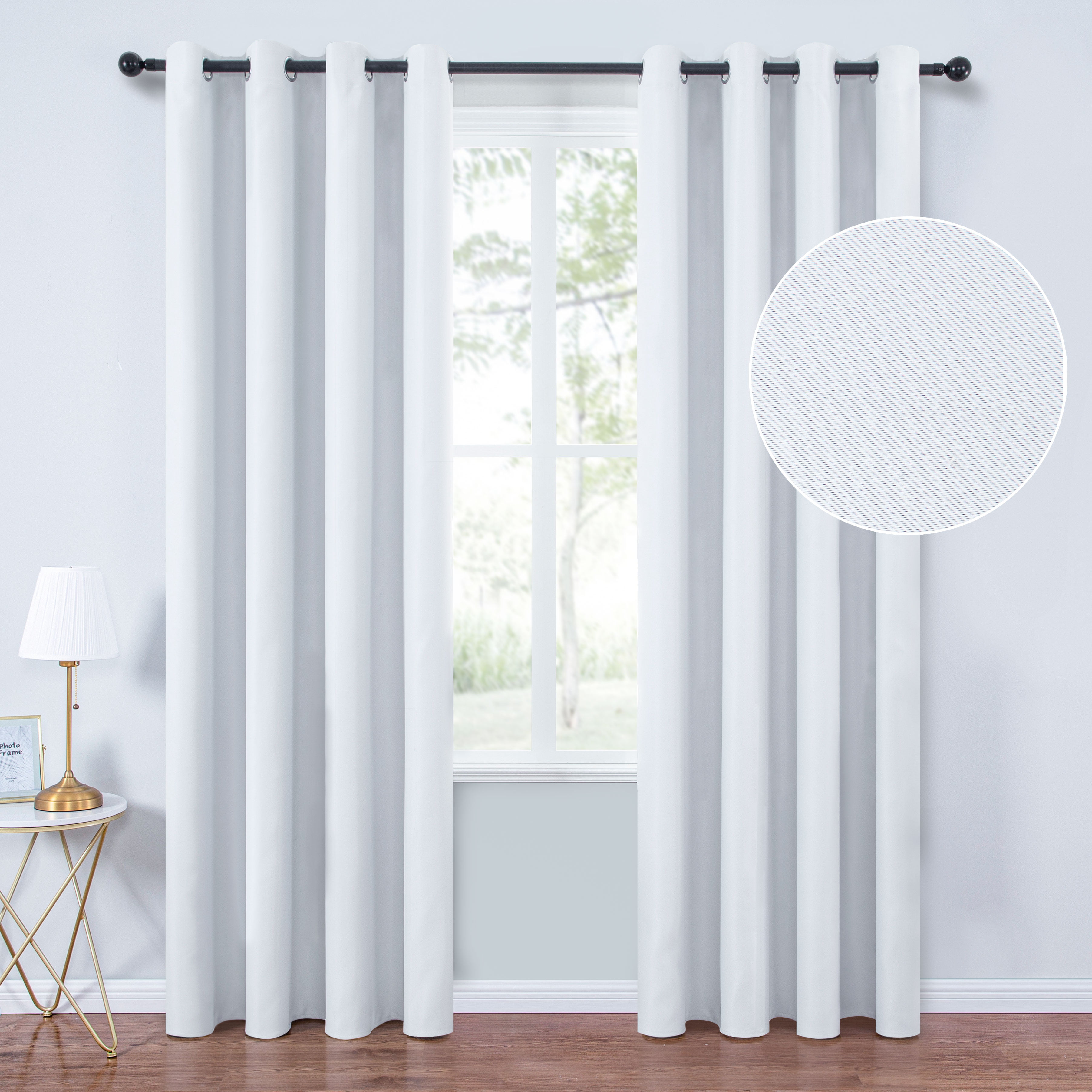 Topfinel Solid Room Darkening Grommet Polyester Curtains White 84 inch Window Curtains for