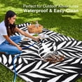 thumbnail image 3 of Smiry Outdoor Rugs 5x8, Waterproof Plastic Straw Indoor Outdoor Mat for Patio, RV Camping, Deck,Porch, Black & White, 3 of 9