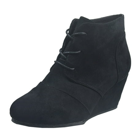 

adviicd Snow Boots for Women Winter Boots for Women Tan Short Toe Round Women S Boots Lace up Heel Side Zipper Platform Booties