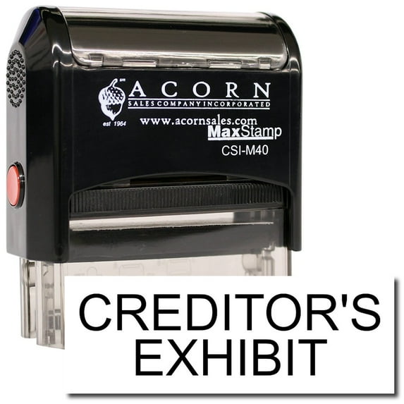 Large Self-Inking Creditors Exhibit Stamp with Orange Ink