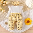 thumbnail image 6 of mgoYE Baby Girl Clothes 0 3 6 9 12 18 Months Newborn Baby Girl Clothes Fall Outfit Long Sleeve Ribbed Romper Floral Suspender Overalls Shorts Set with Headband 3PC 6-9 Months, 6 of 7