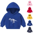 thumbnail image 3 of Odeerbi Kids Boys Girls Fleece Hoodies Dinosaur Pullover Hooded Sweatshirts Children's Pattern Printed Round Neck Long Sleeve Hooded Sweatshirt Dark Blue, 3 of 3