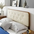 thumbnail image 4 of Platform Bed Frame, Queen Size, Fabric, Wood, Brown Walnut Beige, Modern Contemporary Urban Design, Bedroom Master Guest Suite, 4 of 10