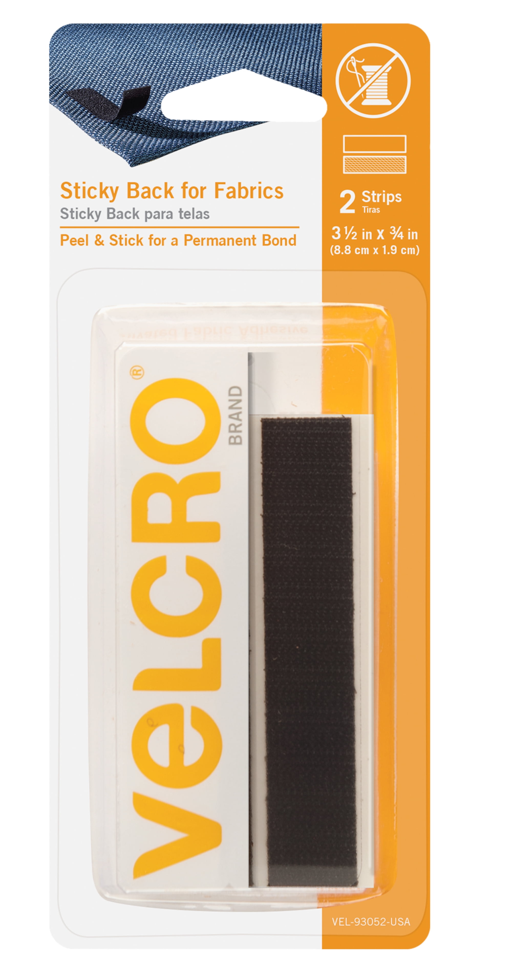 VELCRO Brand For Fabrics | Sew On Fabric Strips for Alterations and Hemming | Ironing or | Ideal Substitute for and Buttons | 3 1/2in x 3/4in Strips, Black, 2 ct - Walmart.com