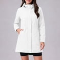 thumbnail image 5 of Smsaxvxz Womens Rain Jackets Fall Fashion Solid Zip Up Waterproof Windbreaker Coat Casual Mid Tops with Pockets White L, 5 of 6