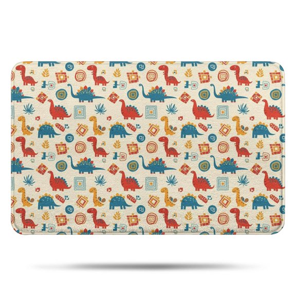 LightColor Ethnic Style Dinosaurs Pattern Bathroom Rugs Mat,Non Slip Microfiber Bathroom Rug,Rubber Backing,Soft Bathroom Mats for Bathroom Floor,Tub and Shower,17x27in(43x68cm)