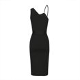 thumbnail image 3 of QUYUON Womens Bodycon Dress with Belted Summer Sleeveless One Shoulder Sequins Dress Side Split Night Out Club Party Pencil Dress for Evening Party Cocktail Short Dresses Black XL, 3 of 6