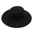 thumbnail image 2 of Women's Vintage Flat Top Wide Brim Hat Elegant Dressy Hat for Party Travel and Daily Wear Black, 2 of 3