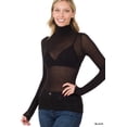 thumbnail image 2 of Zenana Women Sheer Long Sleeve Sexy Mesh Turtleneck Blouse Shirt Top, 2 of 6