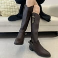 thumbnail image 4 of Viluyesy Womens Western Knee High Boots, Low Heels Pull-On Wide Calf 2025 Fashion Tall Boots Brown, 4 of 9
