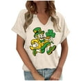 thumbnail image 4 of NuoCaiYun St Patricks Day Tops for Women V Neck Funny T-Shirt Irish Shamrock Graphic Short Sleeve Clover Tee, 4 of 6
