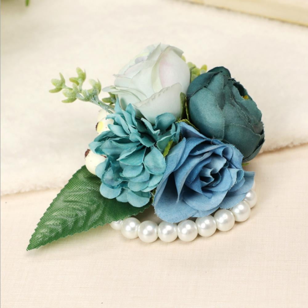 12pcs Elastic Pearl Wrist Corsage Bands Wedding Diy Flower Hand Corsages  Stretch Wristlets Band Bra(free Shipping)