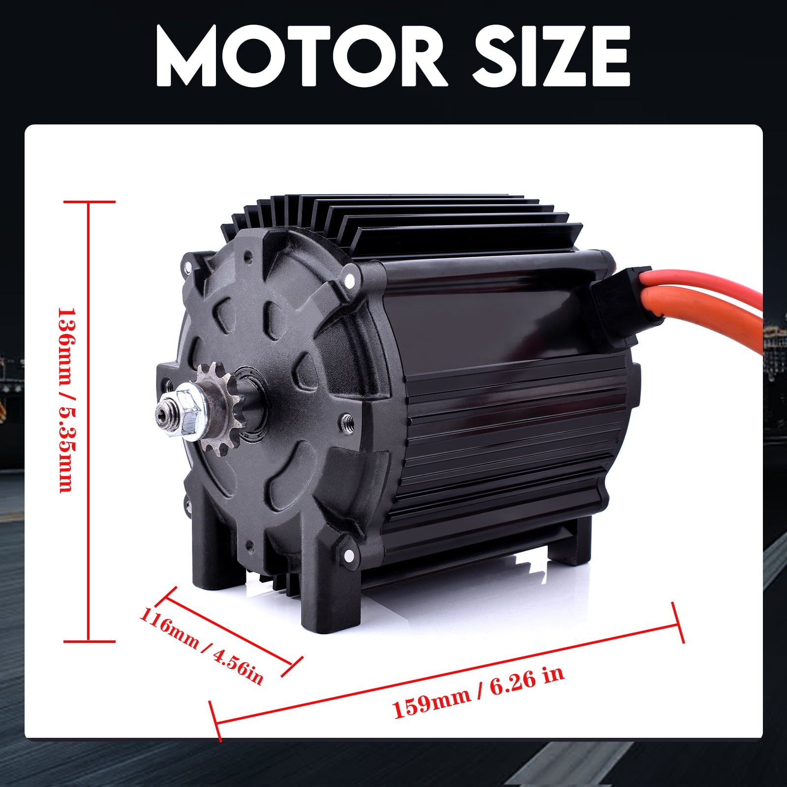 Kunray KR5V 72V 5000W Electric Brushless Motor Kit for Electric Motorcycle Dirt Bike with 100A BLDC Controller Half Twist Throttle #35 Chain