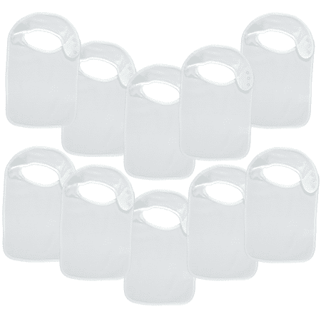 Baby Lounge Big Large Bib 10-Pack Extra Coverage - Soft Drool Absorbing, Easy to Clean, Fits Babies to