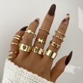 thumbnail image 4 of Conjunto De Anillos De Oro Corazón Mariposa Cruz Serpiente Para Mujer Joyería Accesorios Retro, 4 of 4
