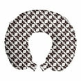 thumbnail image 1 of Abstract Travel Pillow Neck Rest, Monochrome Pattern with Floral Inspired Creative Hexagons Lattice, Memory Foam Traveling Accessory Airplane and Car, 12", Seal Brown and White, by Ambesonne, 1 of 2