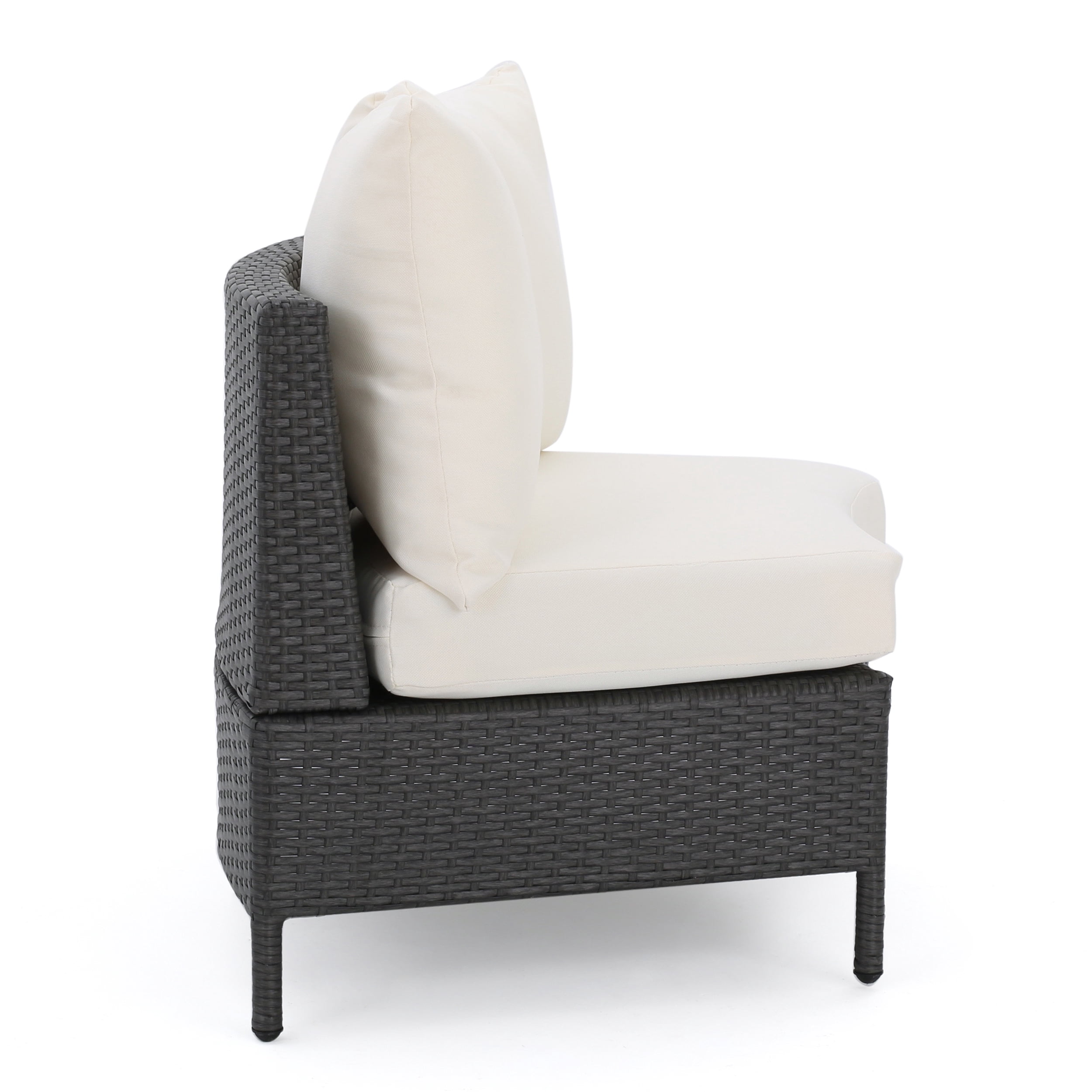 Hampton Outdoor 4 Seater Wicker Sofa Set with Cushions, Grey, White