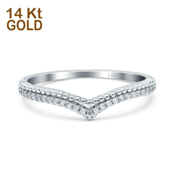 Art Deco Half Eternity Stackable Curved V Chevron Midi Band Ring CZ 925 Sterling Silver Size 5