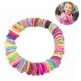 thumbnail image 2 of Pack of 100 10 Styles Scrunchies Multicolour Hair Elastic Bands Hair Rope Small Ponytail Holder for Children, Babies, Girls & Women, 2 of 9