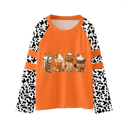 

Youths Girls Pumpkins Letters Prints Casual Pullover Leopard Girls Sweatshirts Boys Toddler Kids Little Girl s Long Sleeve Tops Toddler Fall Clothes For Girls 3t Girls Clothes Toddler Pullover