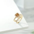 thumbnail image 4 of Gem Stone King 18K Yellow Gold Plated Silver Ring Tiger Eye Moissanite (1.52 Cttw), 4 of 5