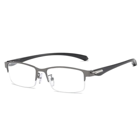 Men Women Classic Simple Half Frame Business Reading Glasses Ultra Light Glasses Anti-Blue Light Eye Protection GREY STRENGTH 350