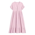 thumbnail image 6 of Blmnix Women's Dresses Vacation Dress Beach Dress Fit & Flare Petticoat V-Neck Short Sleeve Cocktail-Length Womens Summer Dresses Casual,M, 6 of 6