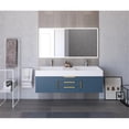 thumbnail image 5 of Amazon 60" Blue Wood Floating Vanity with White Top and Gold Trim, 5 of 10