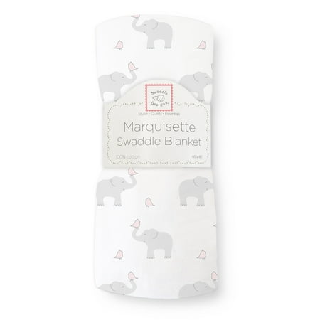 UPC: 0811964022218 | Marquisette Swaddle Blanket – Elephant & Chickies Pastel Pink