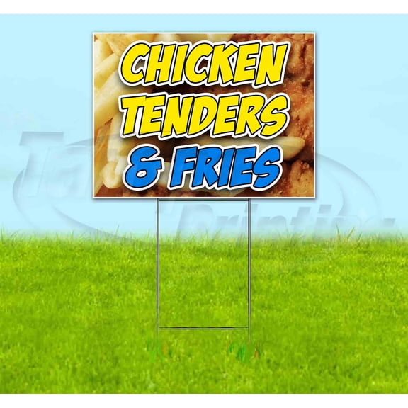 Chicken Tenders & Fries (18" x 24") Yard Sign, Includes Metal Step Stake