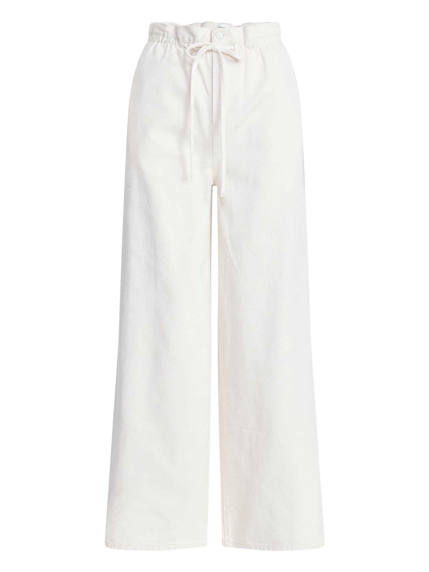 Scoop Women's Paperbag Waist Wide Leg Cotton Pants, Regular, Short and Long Inseams, Sizes XS-XXL