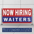 thumbnail image 3 of Now Hiring Waiters 13 oz Heavy Duty Vinyl Banner Waitress Waiter Jobs Available Help Wanted Sign for Business Advertising Indoor/Outdoor Single-Sided w/ Metal Grommets (4x6 ft, Re & Wh & Bl), 3 of 6