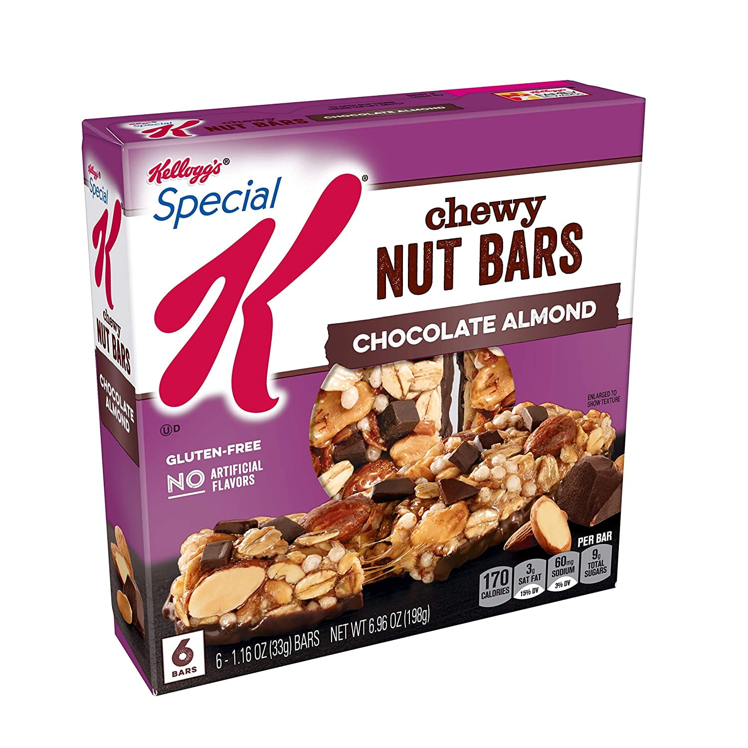 Special K Chewy Nut Bars, Chocolate Almond, Gluten Free, 6.96 oz (6