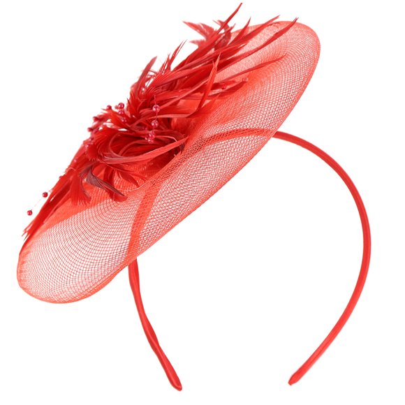 Fascinator Headband Red Synthetic Material 1Pc 7.9x6.3in