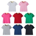thumbnail image 3 of GYRATEDREAM Toddler Baby Short Sleeve Cotton T-Shirts Boys Girls Solid Color Crewneck Breathable Tops Kids Cute Wicking Moisture Tee for 1-8 Years, 3 of 3