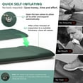 thumbnail image 2 of INVOKER Self Inflating Camping Sleeping Pad, 2" Thick Memory Foam Camping Mat Air Mattress Fast Inflating with Pillow for Tent, Car, Traveling, Green, 2 of 8