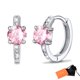 thumbnail image 1 of Pendientes de aro de plata de ley con piedras natales Silvora para mujer. Diamantes creados. Delicada joya de regalo para cumpleaños o Navidad, 1 of 8