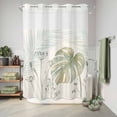 thumbnail image 6 of No Hook Shower Curtain, Summer Palm Leaves Shower Curtains for Bathroom with See Through Top Window, Green Botanical Tropical Plant Waterproof & Washable Bath Curtain 60"x72", 6 of 9