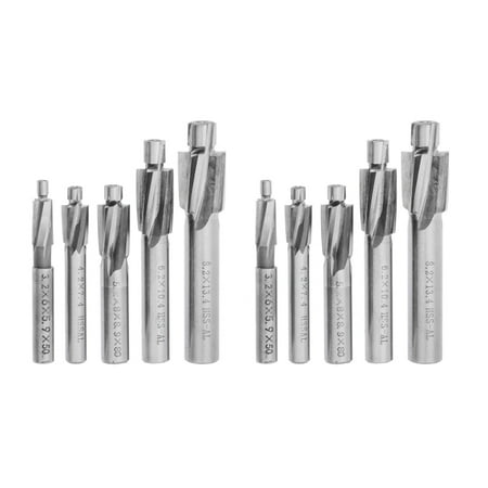 

10Pcs HSS Counterbore End Mill -M8 Pilot Slotting Tool Milling Cutter Countersink End Mills