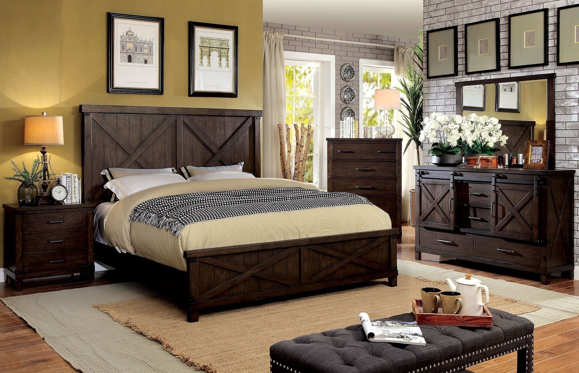 cheap walnut bedroom furniture set